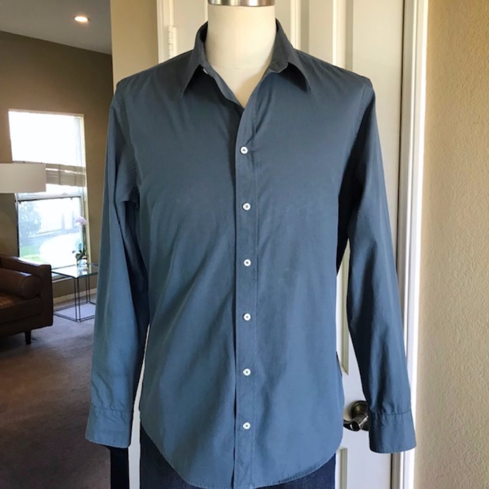 EVERLANE Slim Fit Cotton Poplin Shirt in Teal EUC/sz M